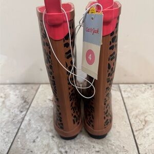 Cat & Jack Animal Print Rain Boots with Pink Trim